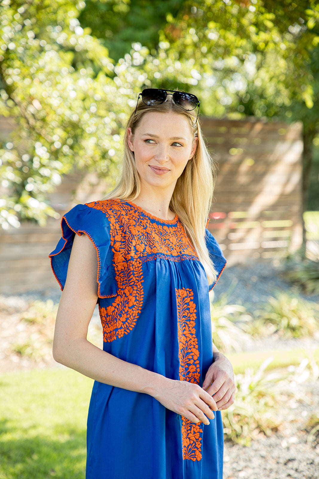 Sara Top | blue with orange