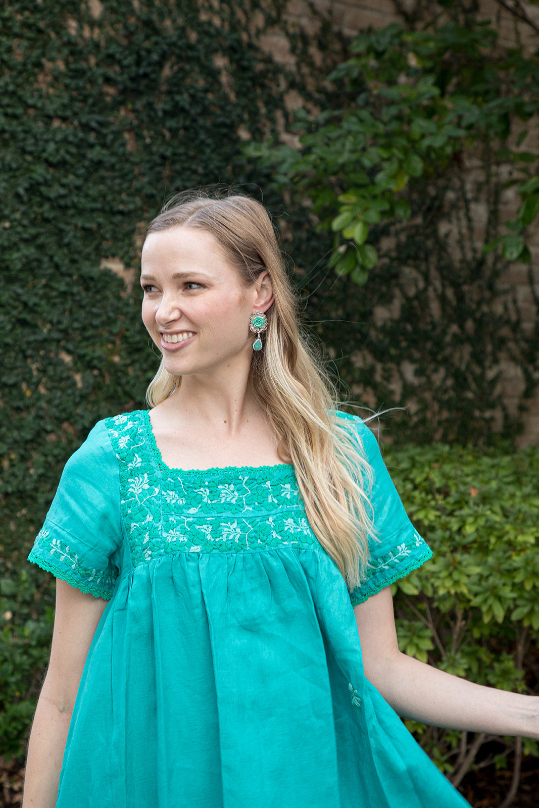 Sandra Dress | Turquoise Linen