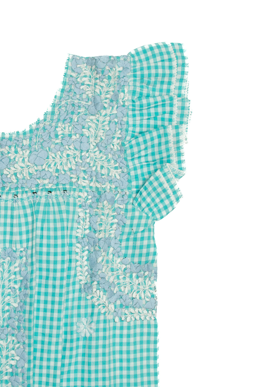 Mariana | Turquoise Maxi Gingham Dress White with Pink, Blue, Lavender