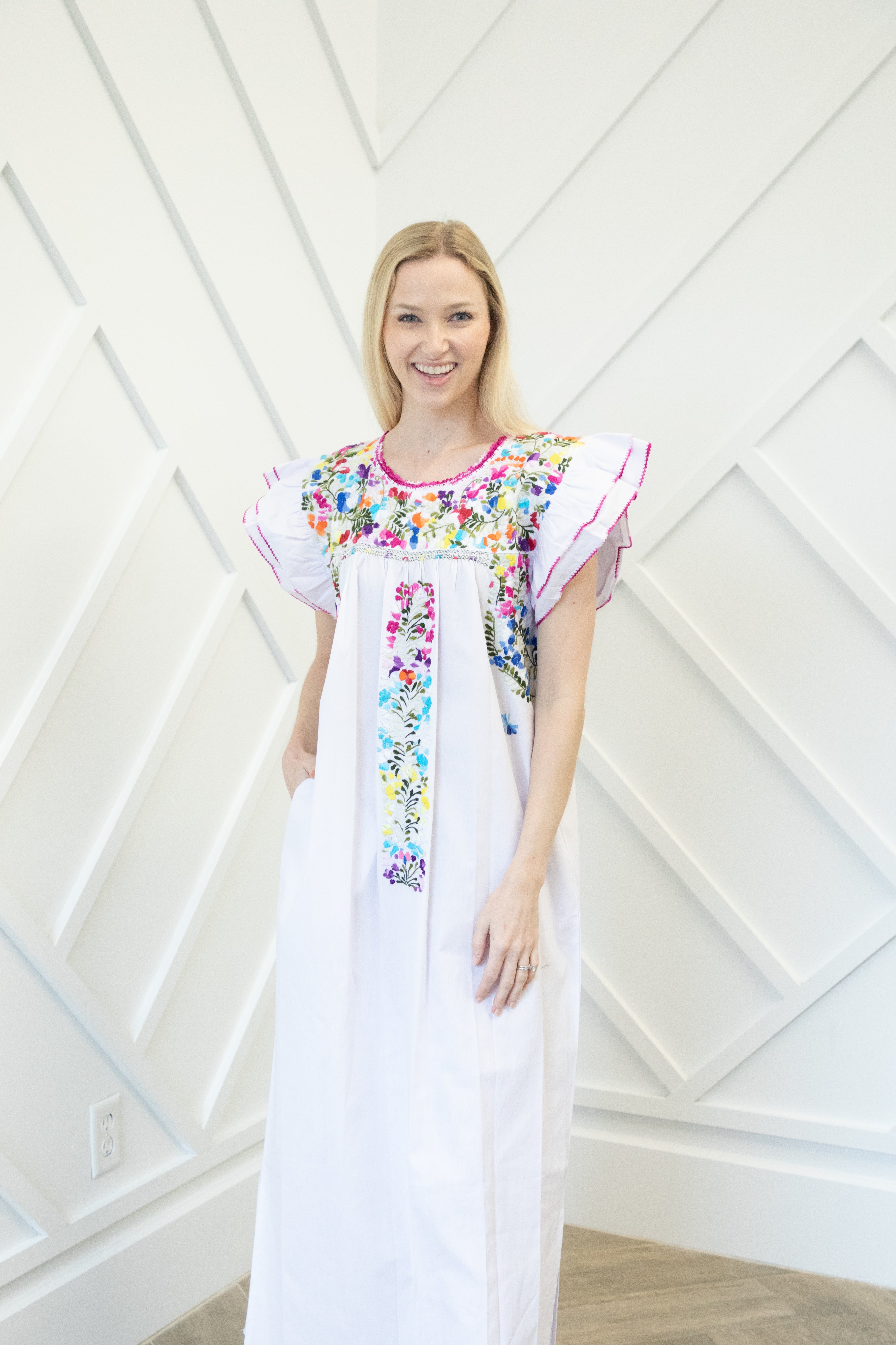 chinese dress ladies SilkRoll Multicolor Abstract Print Maxi Dress | Puff Sleeves main image 0