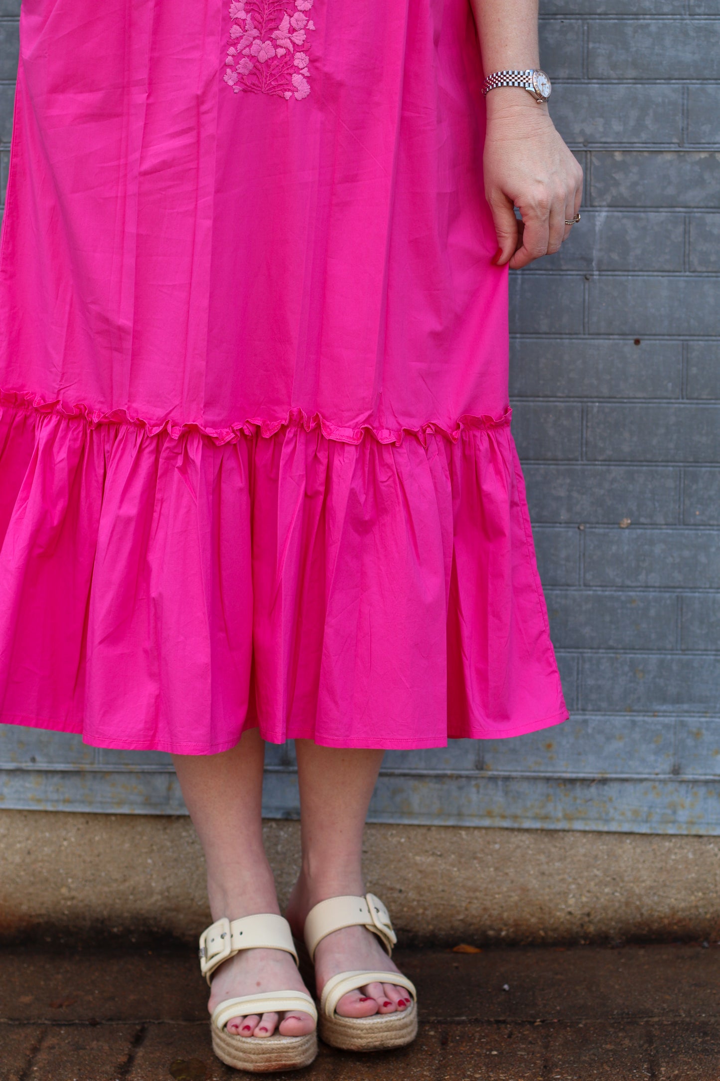 Elisa Maxi | Pink Embroidery