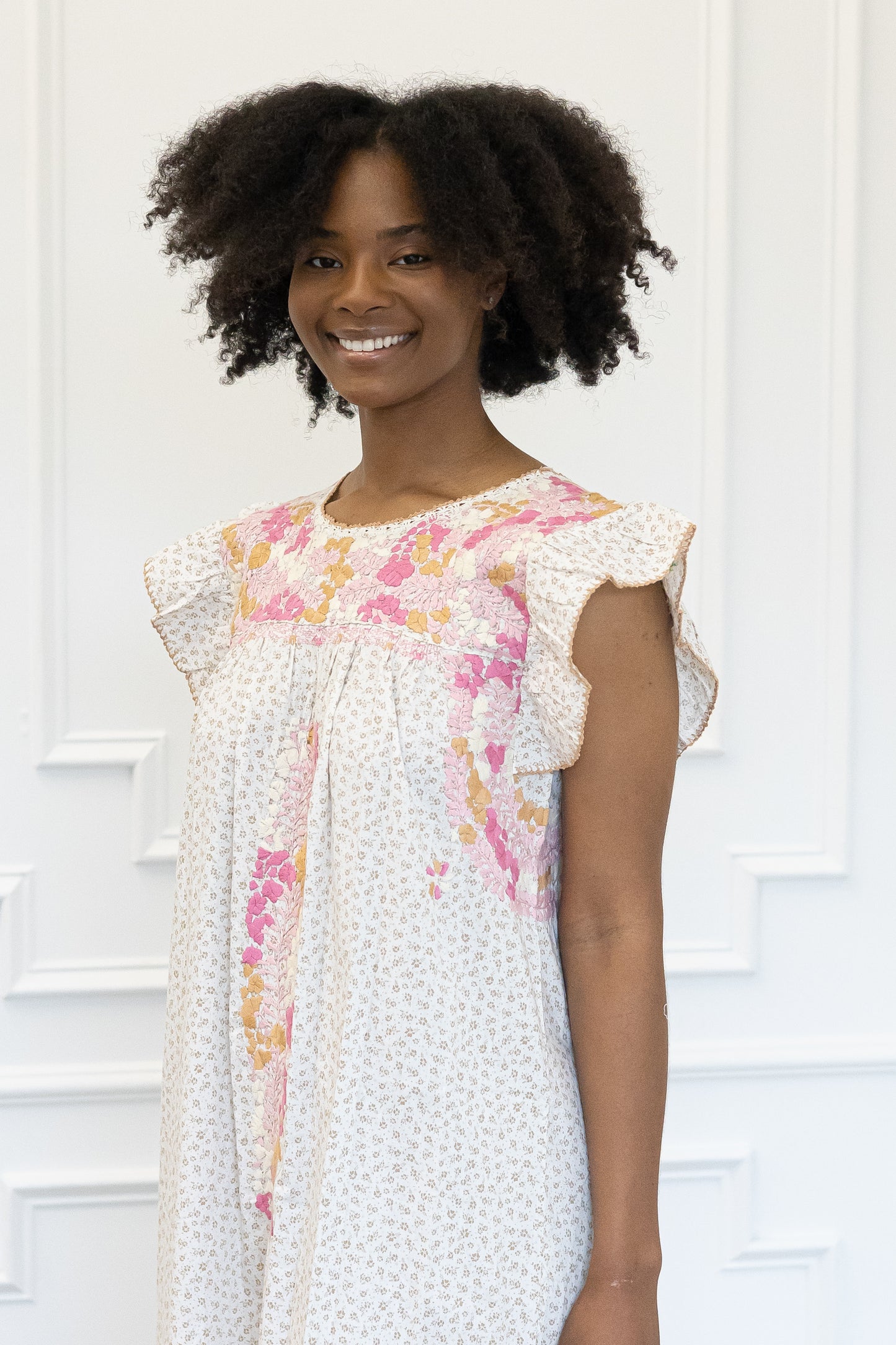 Elena Dress  Flores | Pink Embroidery