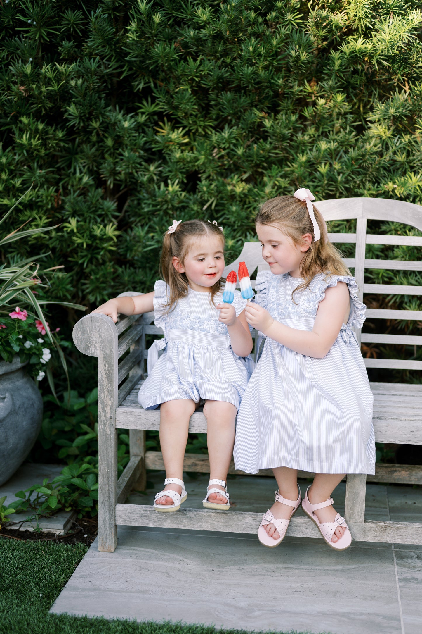 Ema Girl's Dress | Blue and White