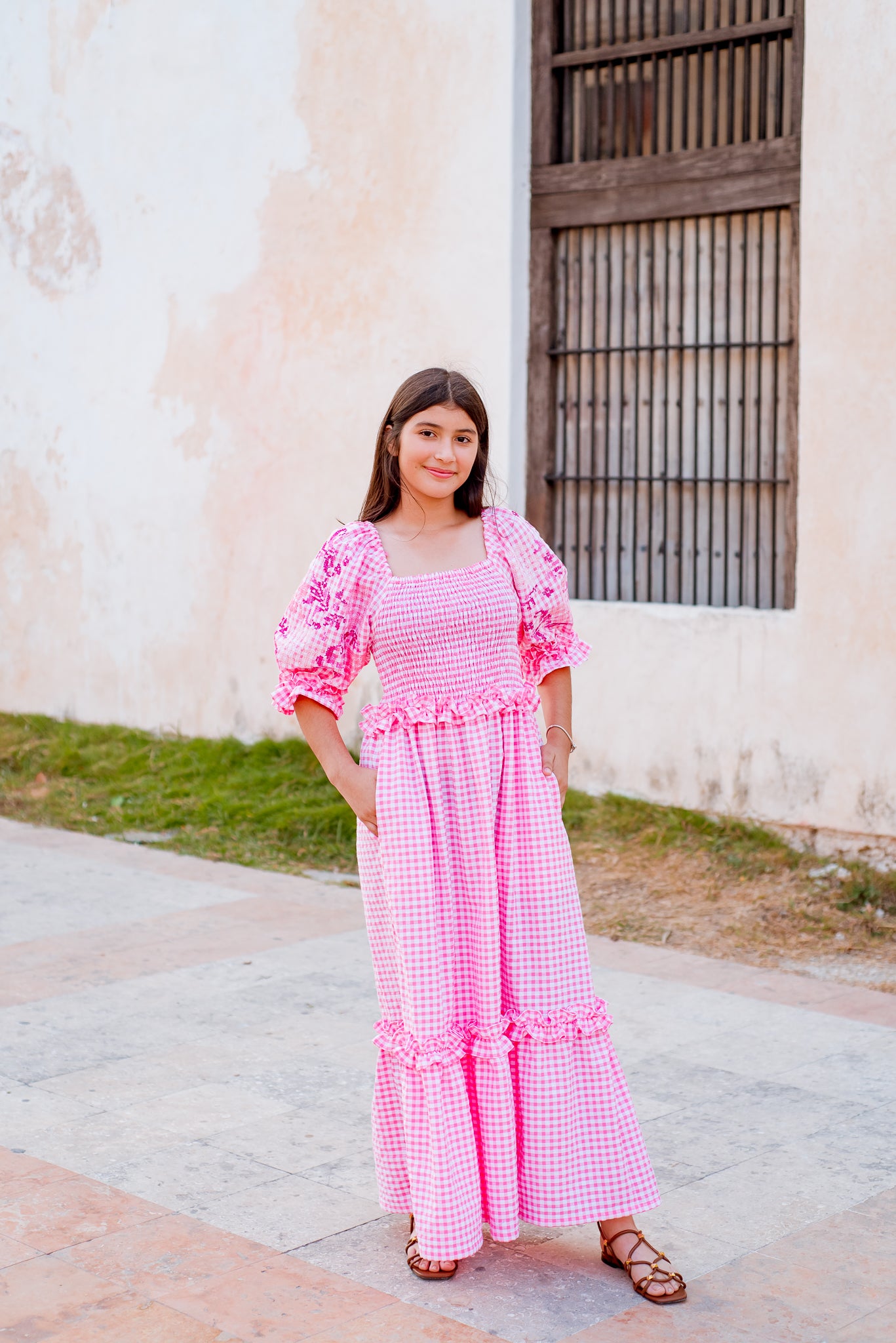 Lauren Dress | Pink Gingham with Pink Embroidery Lauren Dress | Pink Gingham with Pink Embroidery
