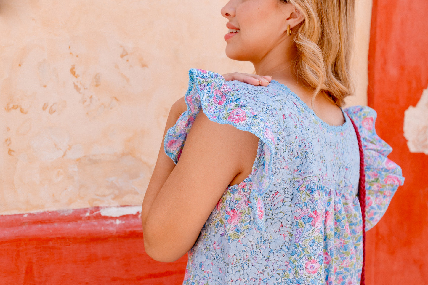 Sara Dress | Blue Floral with Blue