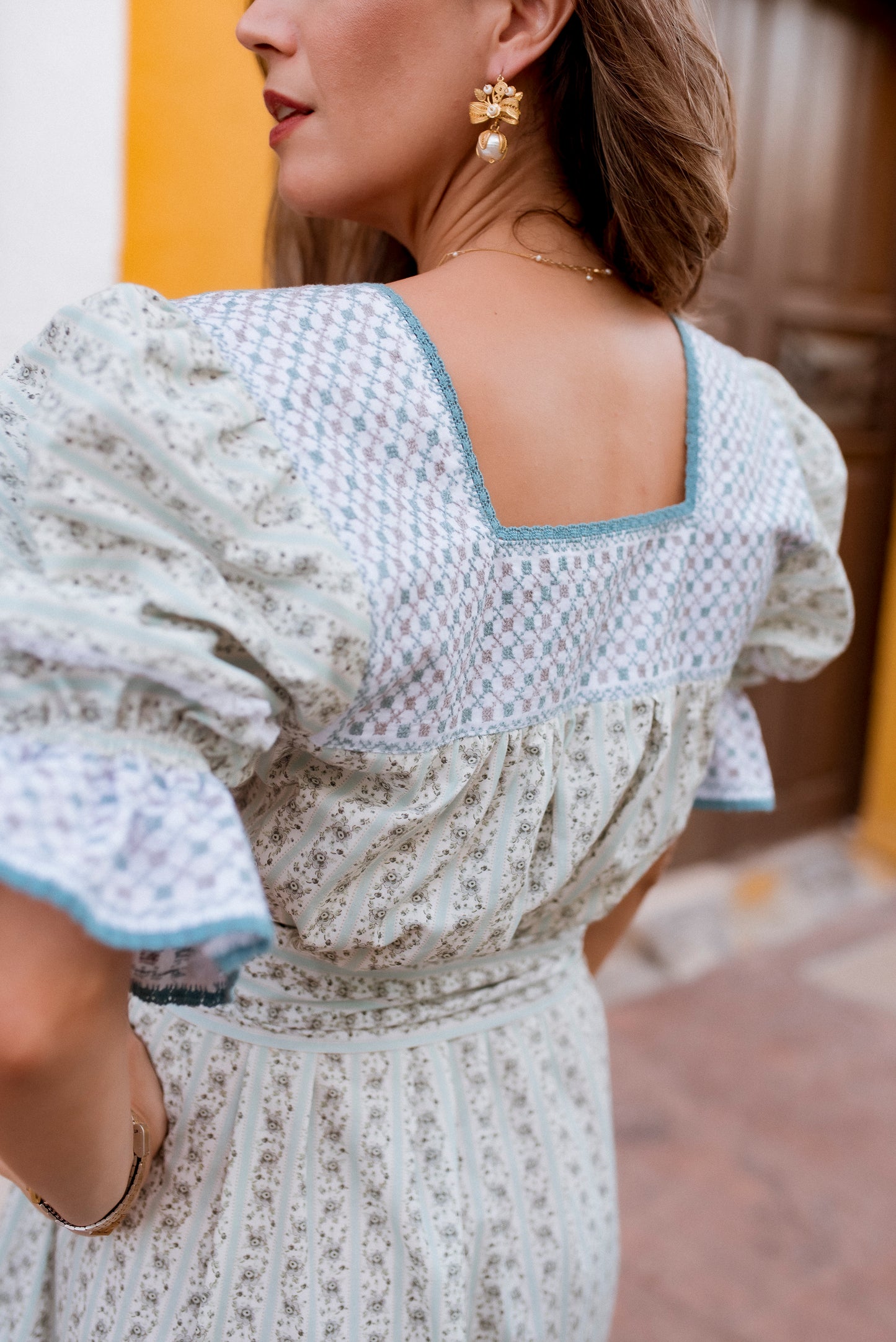 Lourdes Dress | Punto de Cruz with Deshilado