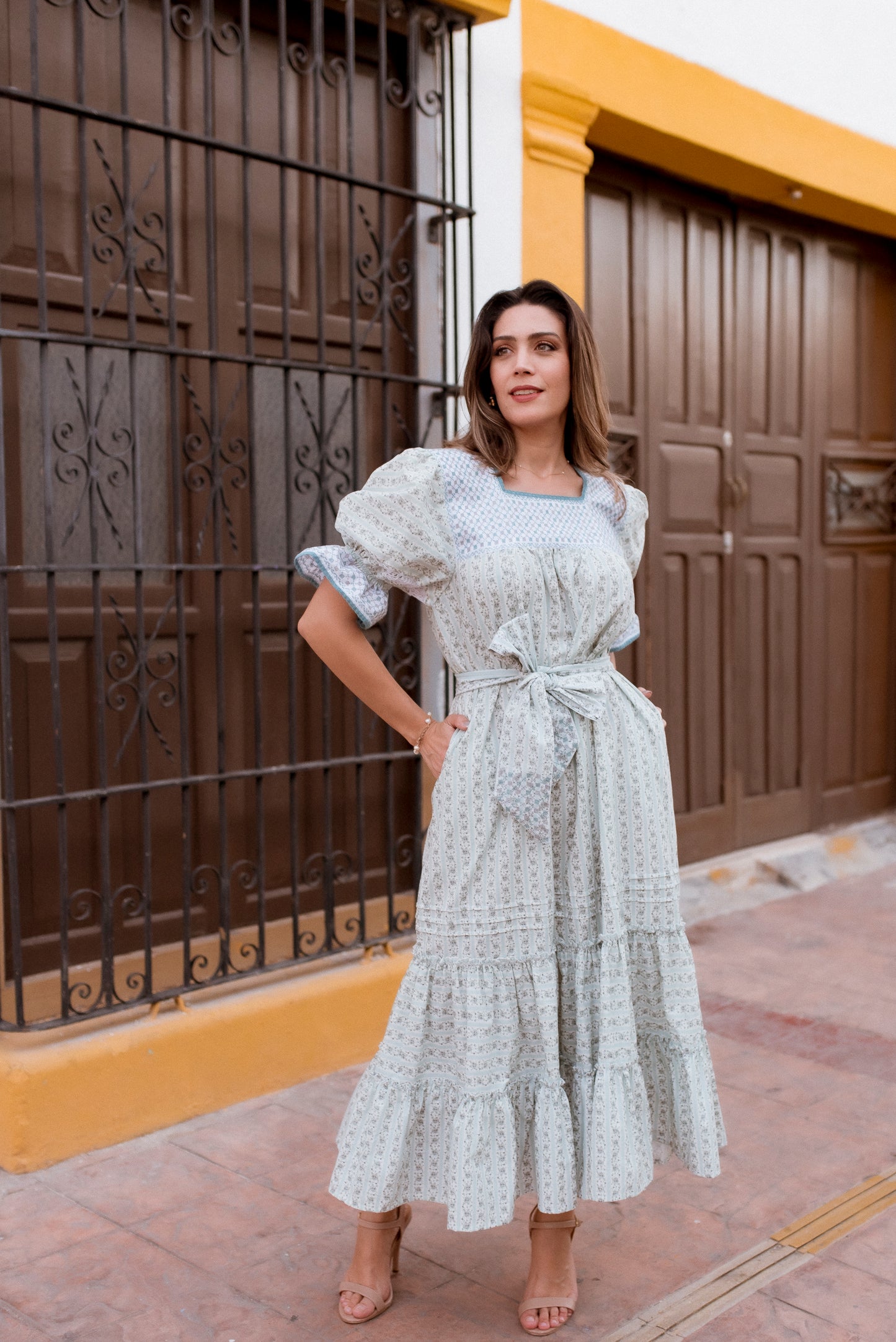 Lourdes Dress | Punto de Cruz with Deshilado