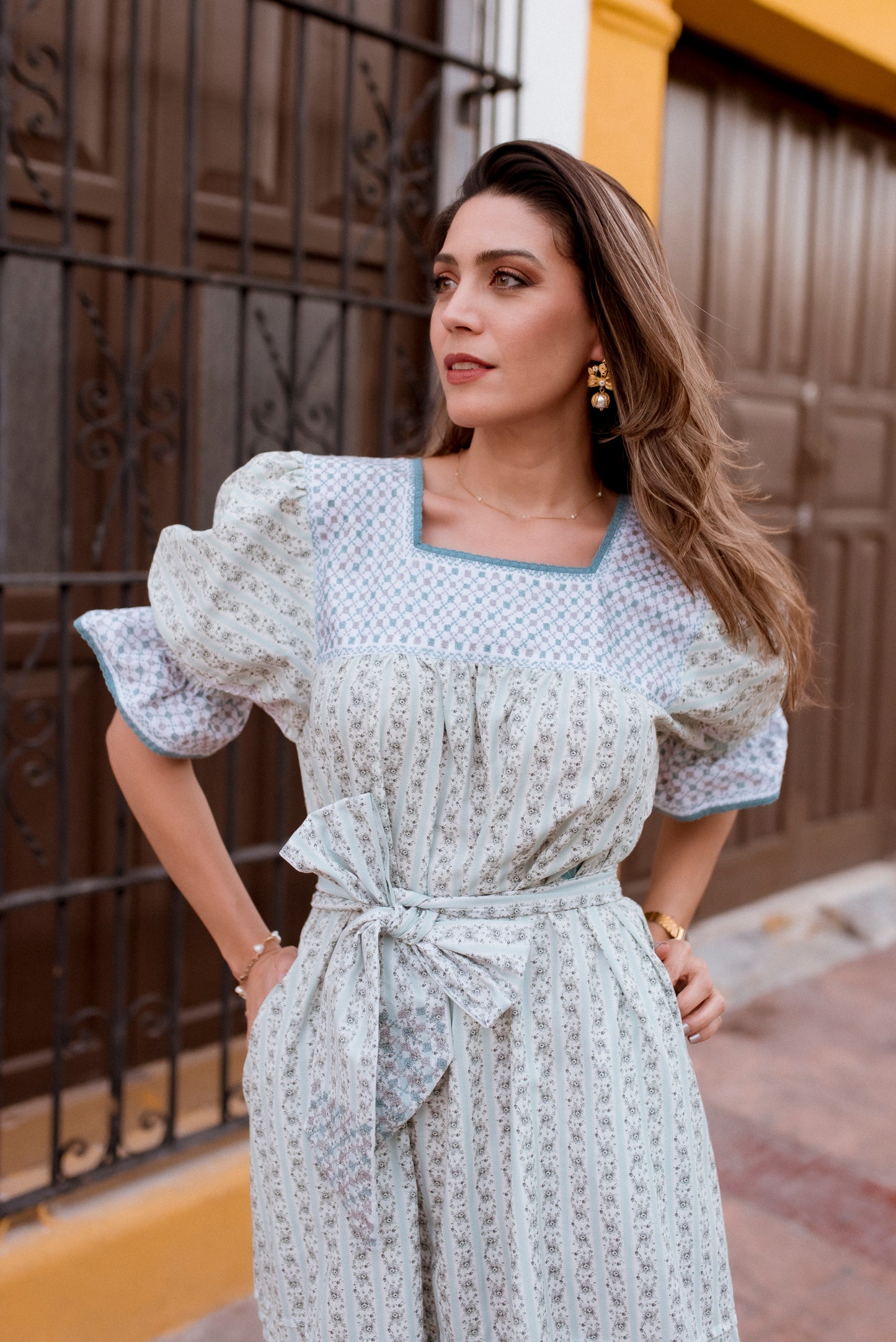 Lourdes Dress | Punto de Cruz with Deshilado