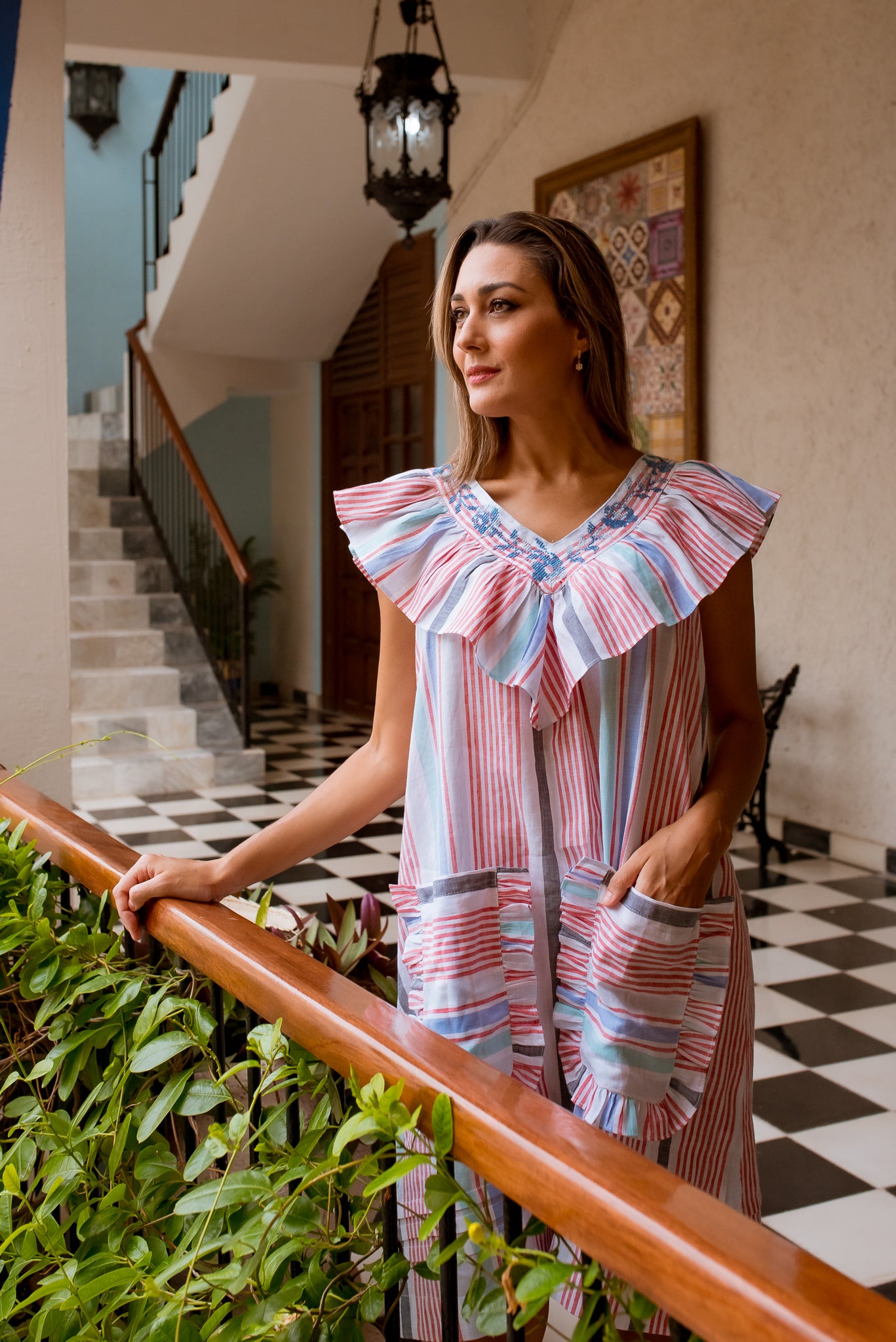 Consuelo Cross Stitch Dress | Stripes
