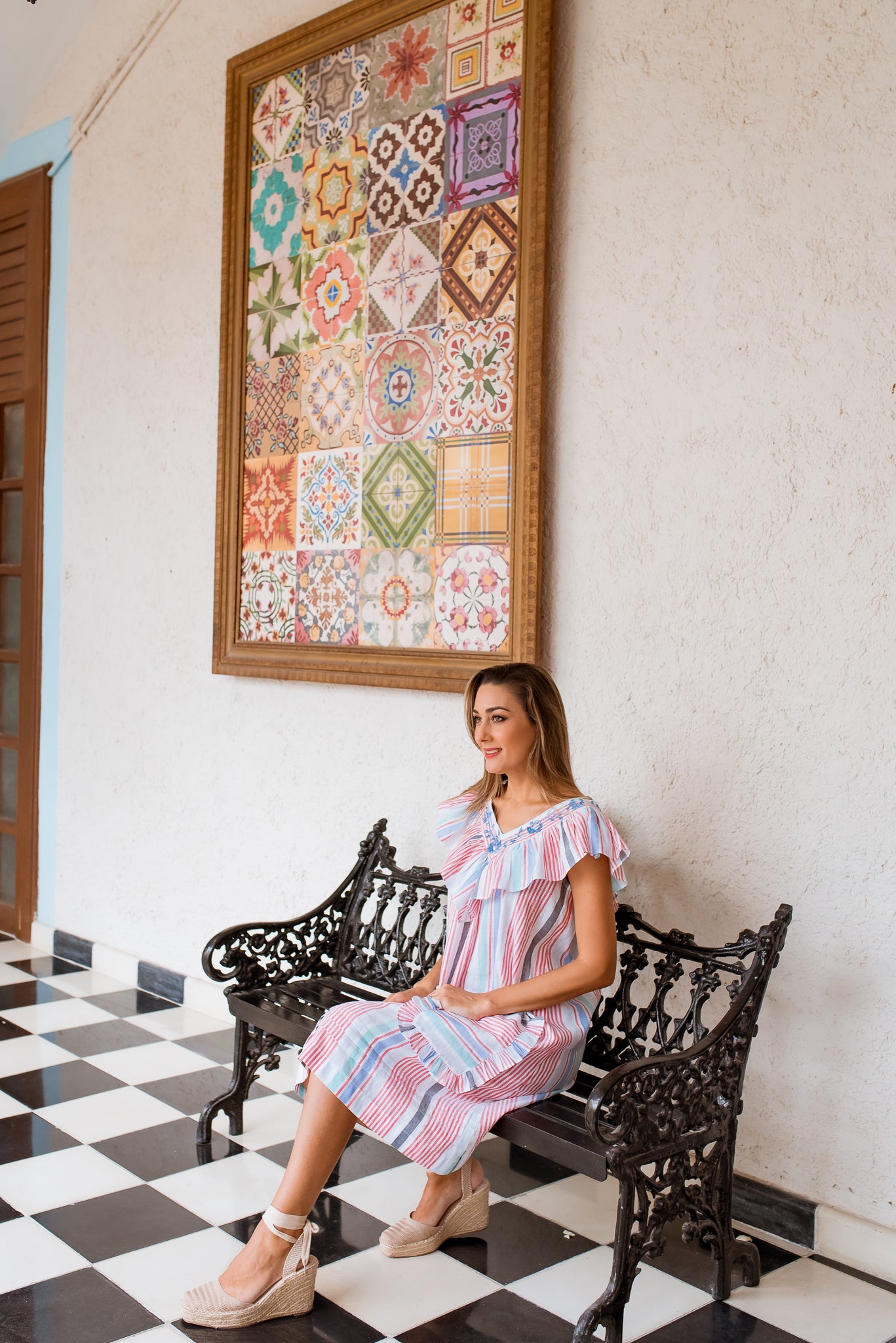 Consuelo Cross Stitch Dress | Stripes