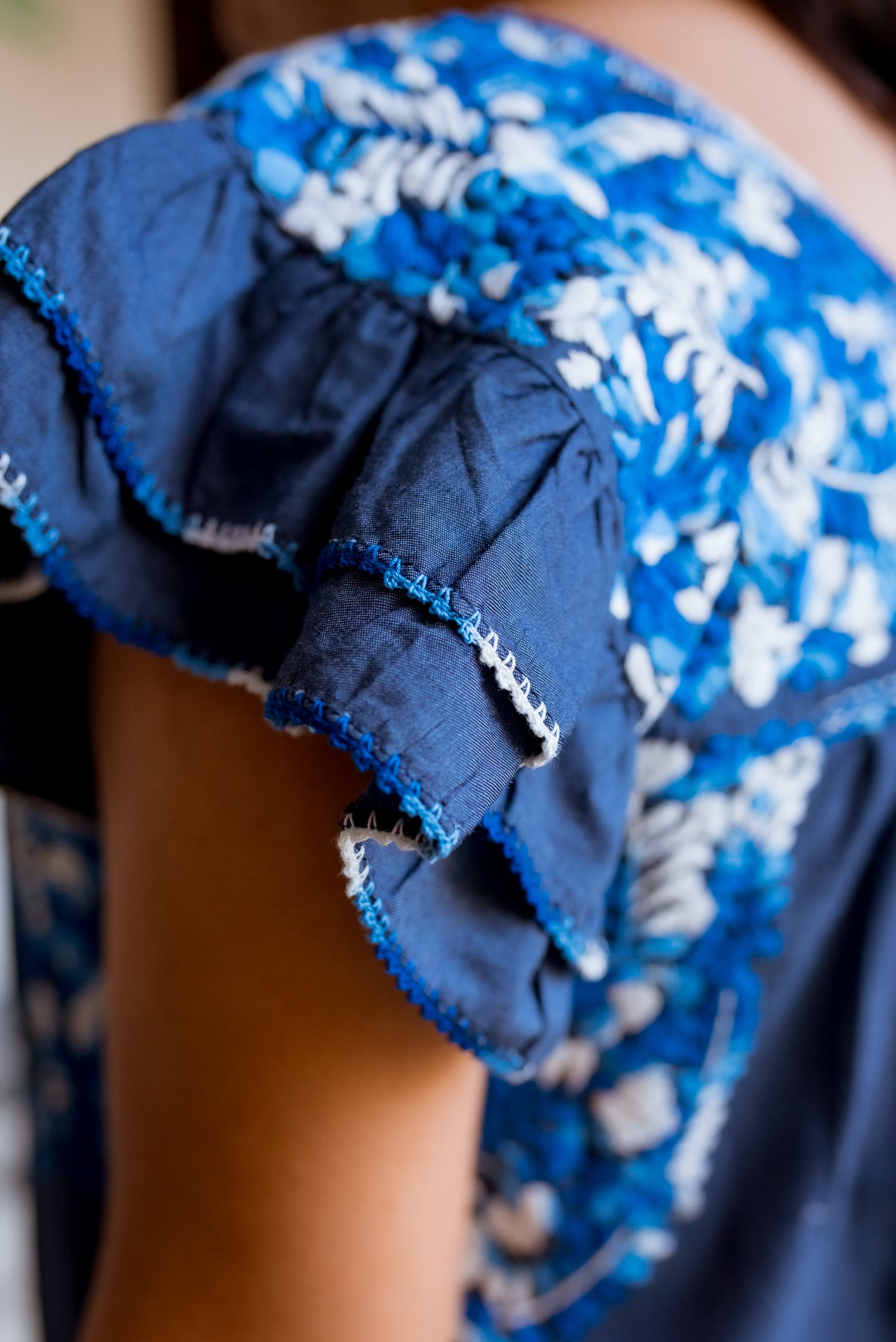 Mariana | Blue Maxi Dress with Ombre Blue Embroidery