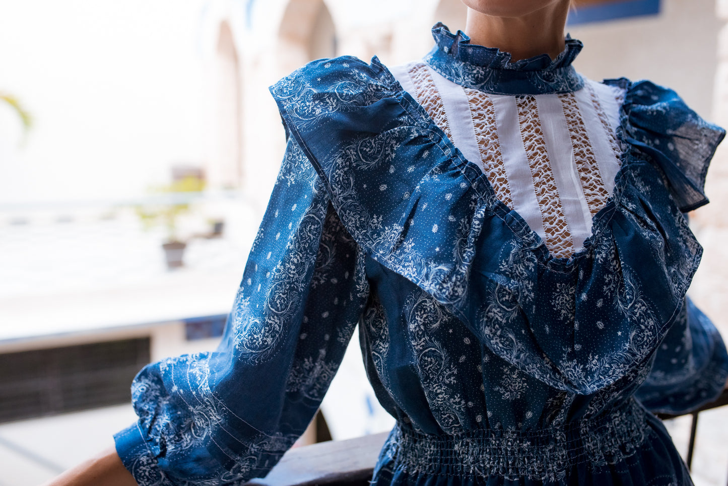 Camila Deshilado Dress | Blue Bandana