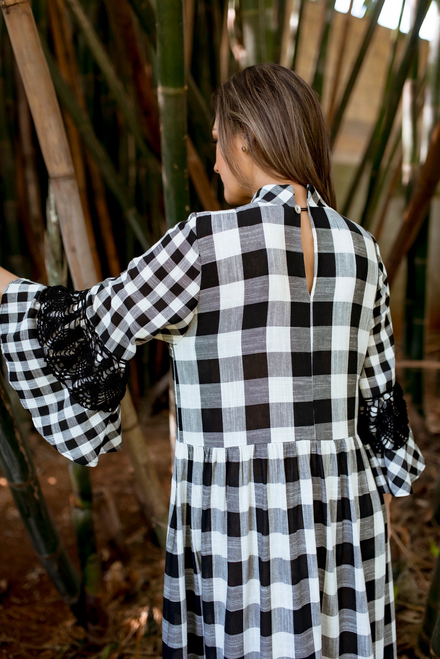 Ines Crochet Linen Dress | Black Gingham - All Sales Final