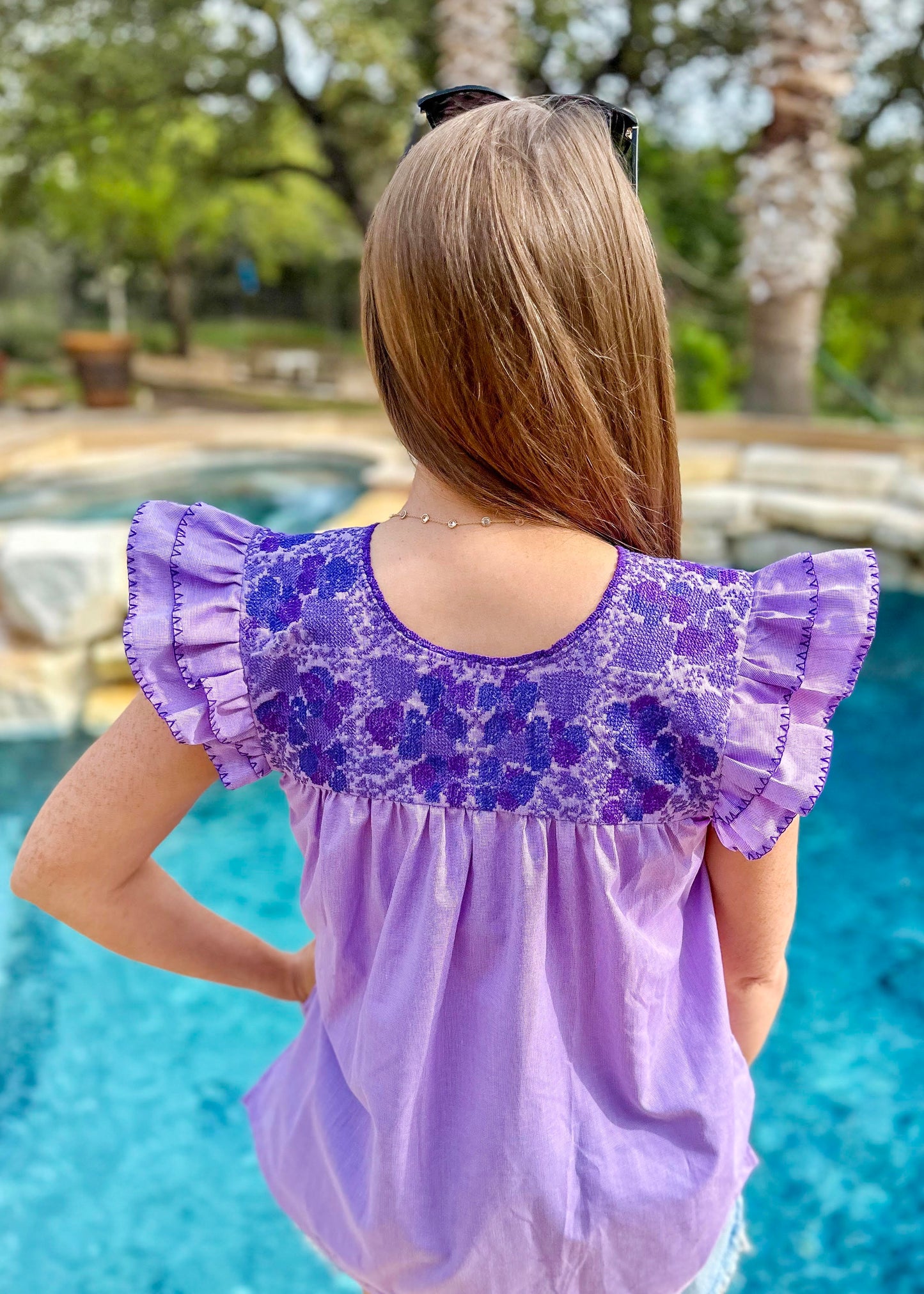 Sara Top | Cross Stitch lavender