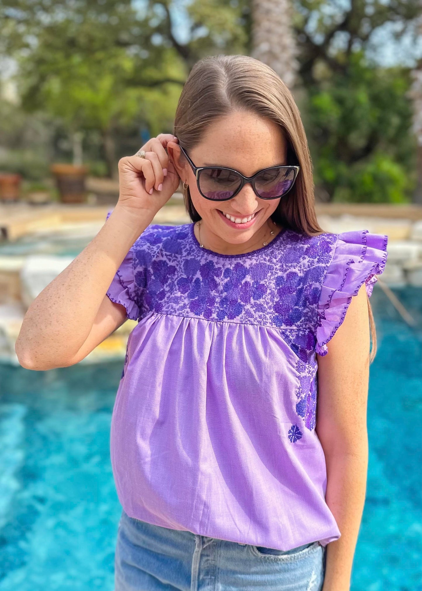 Sara Top | Cross Stitch lavender