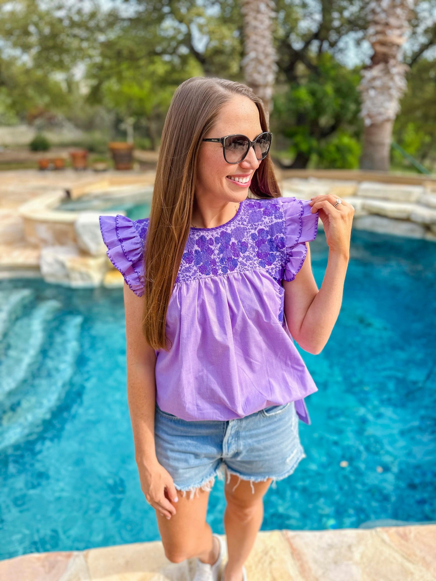 Sara Top | Cross Stitch lavender