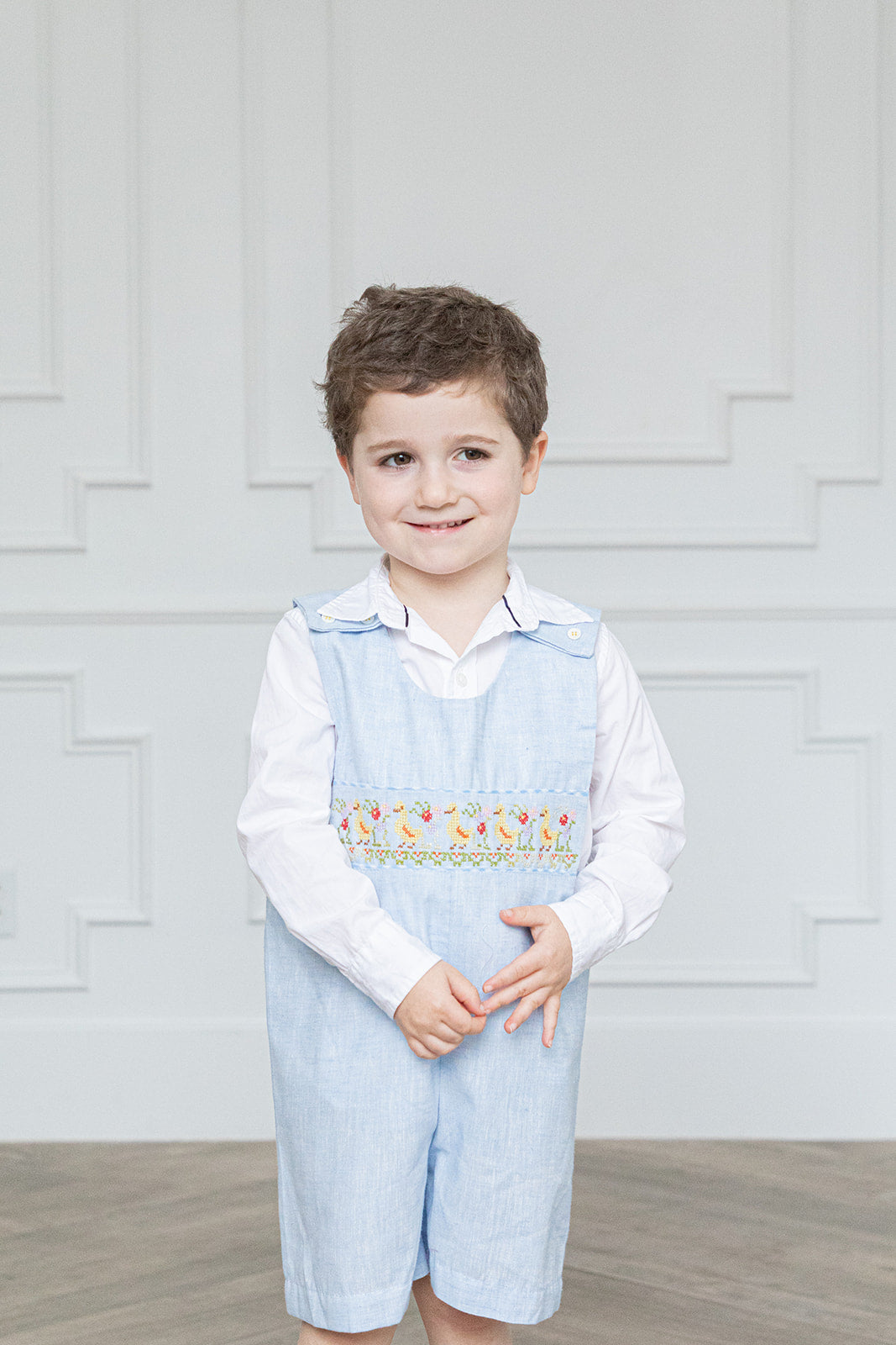 Boy's Marguerite Jon Jon Cross Stitch Duck | Blue
