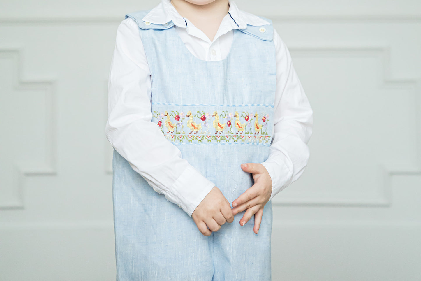 Boy's Marguerite Jon Jon Cross Stitch Duck | Blue
