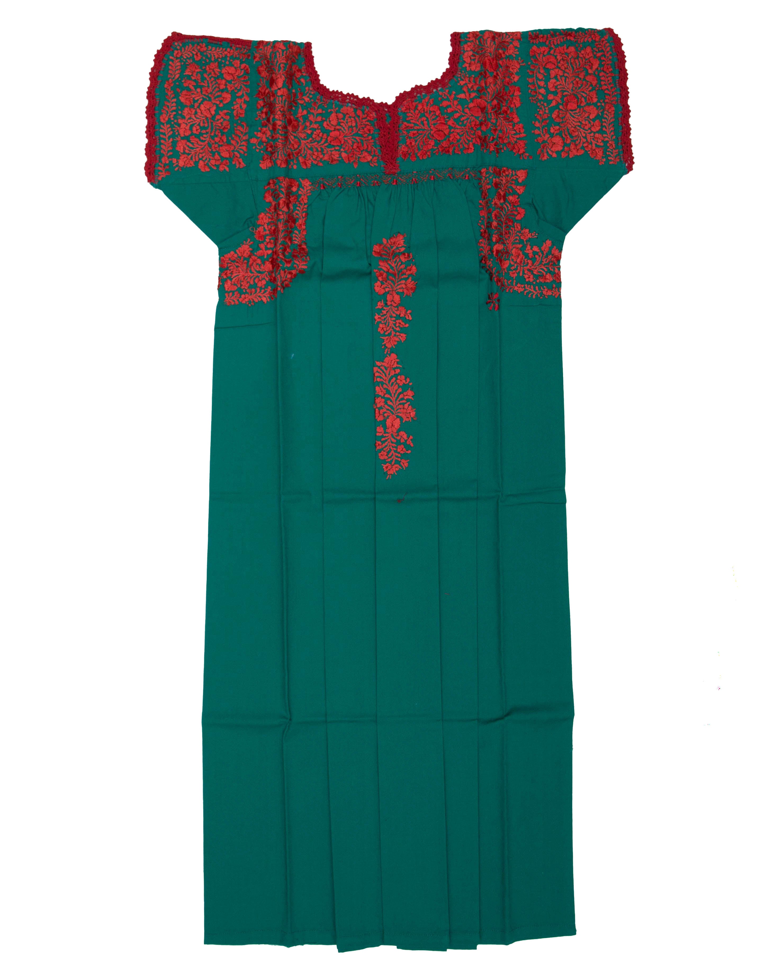 Girls Traditional Dress | Emerald Green & Red Silk – Margarita Mercantile