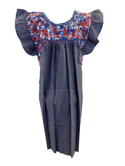 Sara Dress | Blue with Red Multicolor - All Sales Final