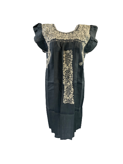 Sara Dress | Gray Linen with White - All Sales Final