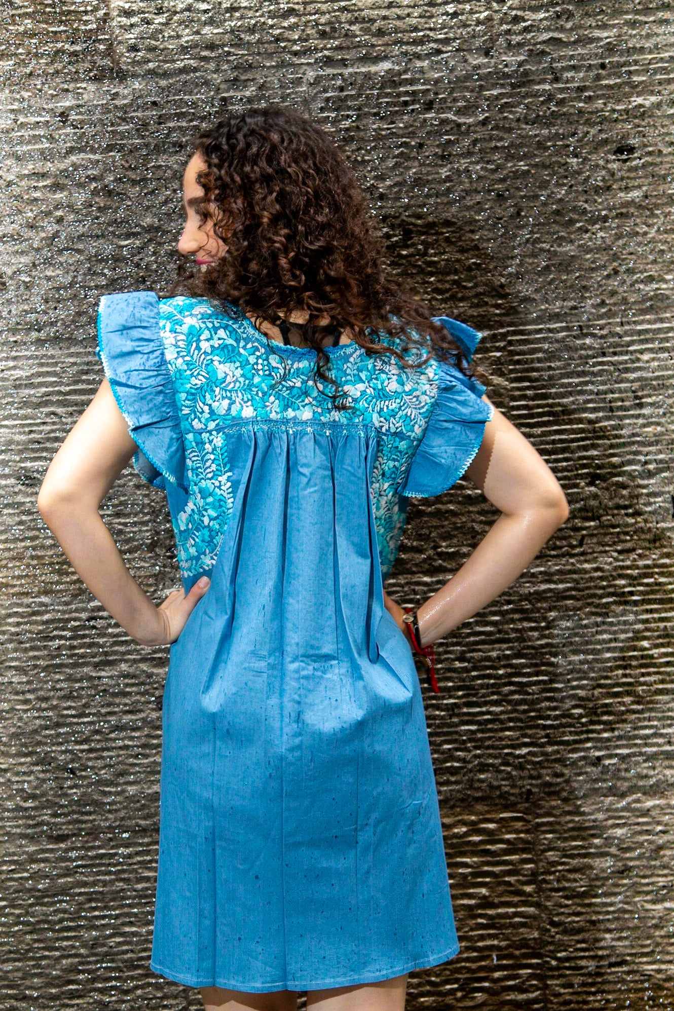 Sara Dress | Blue Chambray with Blue Ombre