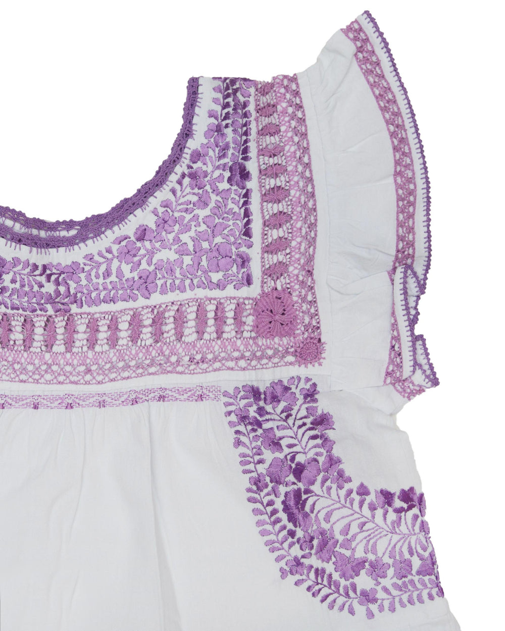 Teresa Deshilado Dress | White with Purple Silk