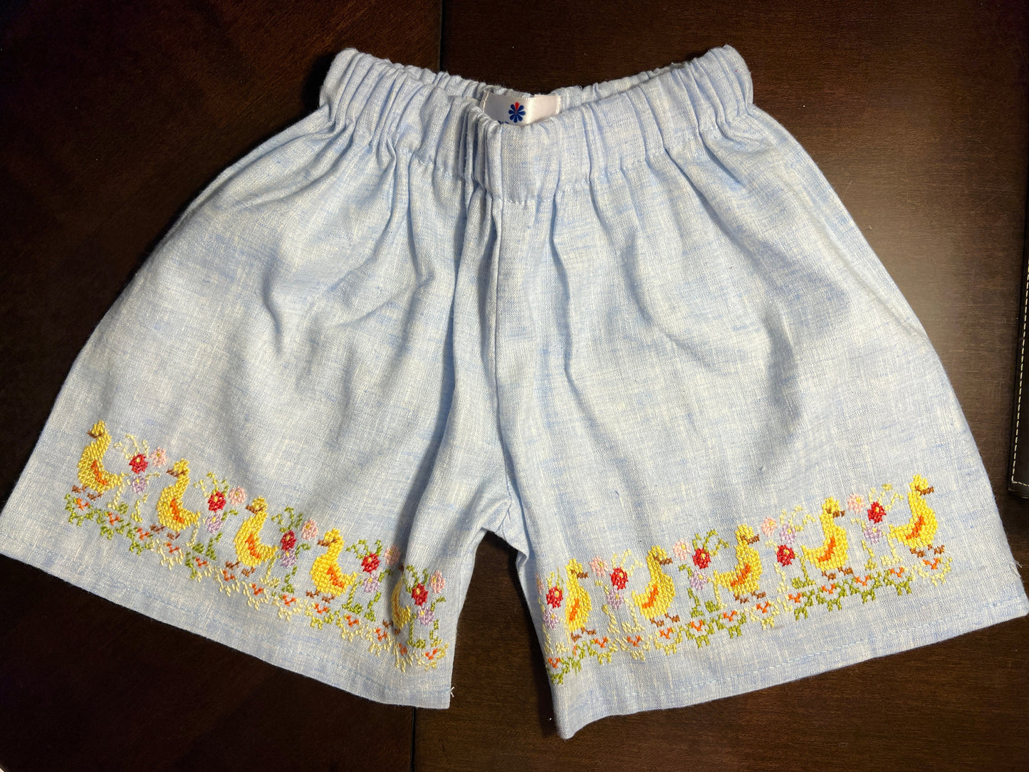 Boy's Marguerite Cross Stitch Duck Short Set | Blue