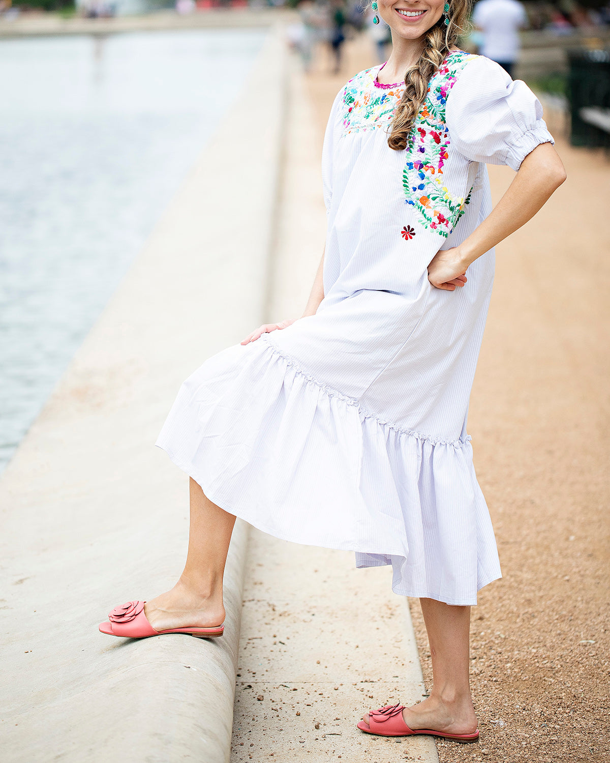 Carolina Dress White with Multicolor Margarita Mercantile