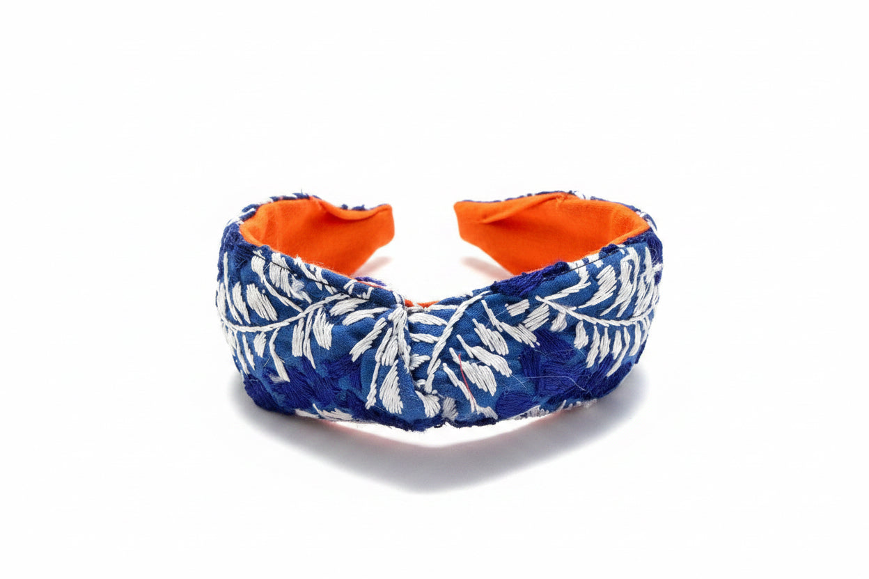 
                  
                    Frida Headband |  Orange with Blue Embroidery
                  
                