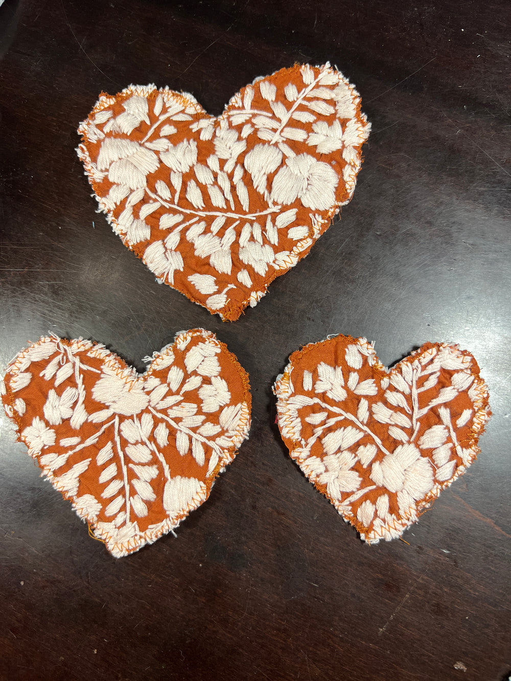 Heart Patches | Burnt Orange with White