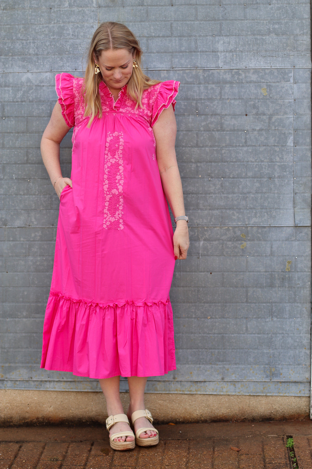 Elisa Maxi | Pink Embroidery