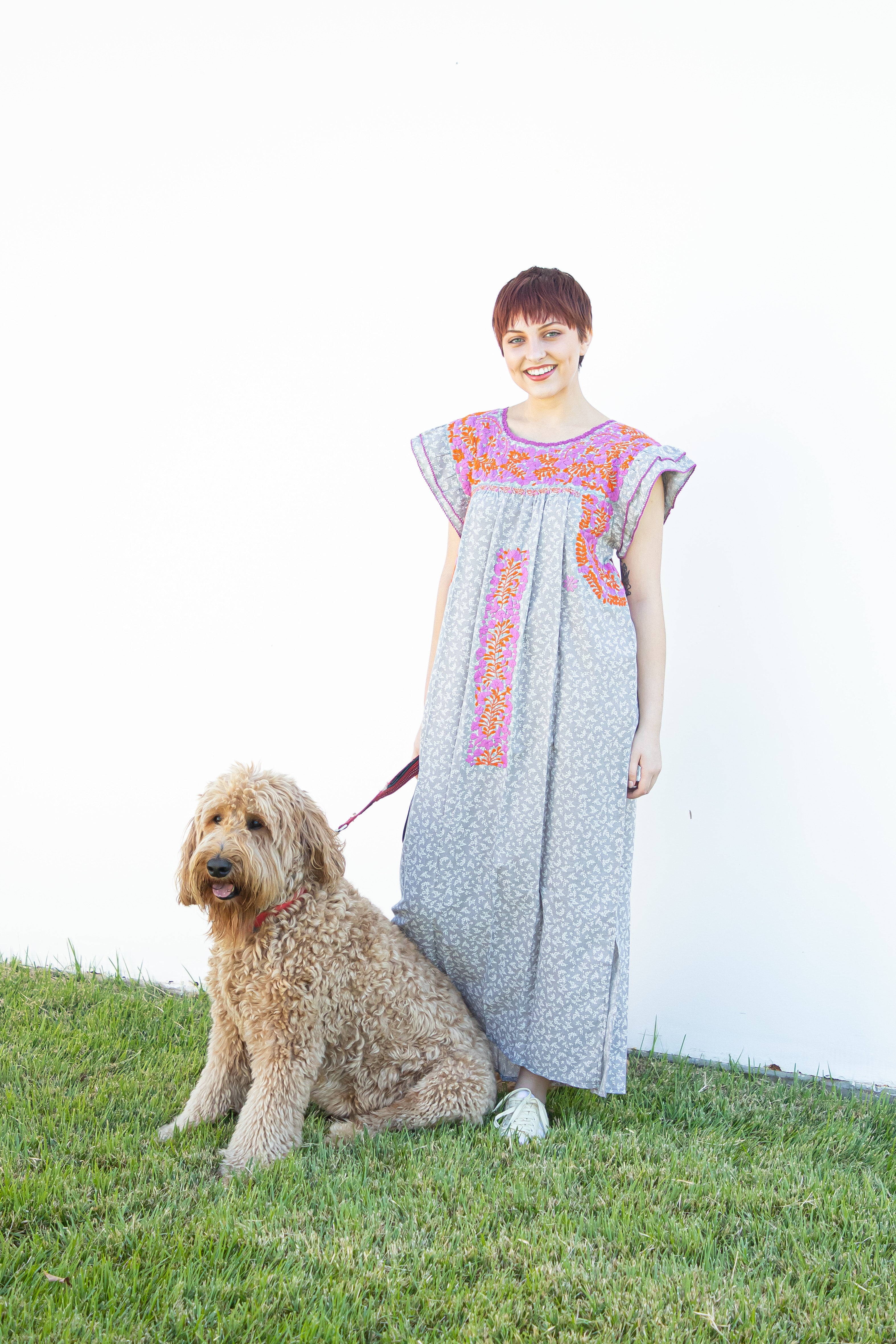 トリーバーチ Mariana フェミニン 刺繍が素敵 コットン ワンピ セール】フラワーMIXサテンドットワンピース（ワンピース