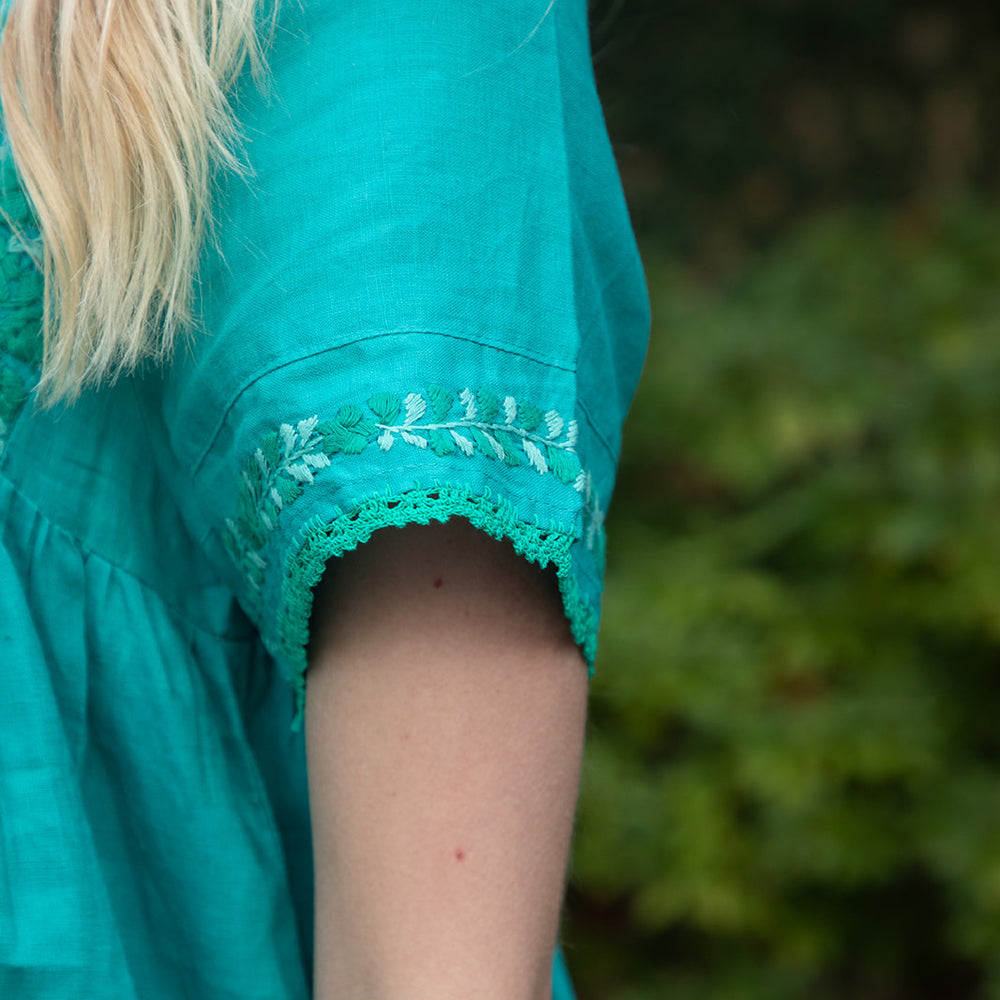 
                  
                    Sandra Dress | Turquoise Linen
                  
                