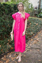 Load image into Gallery viewer, Mariana | Pink Maxi Linen Dress with Magenta and Pink Embroidery
