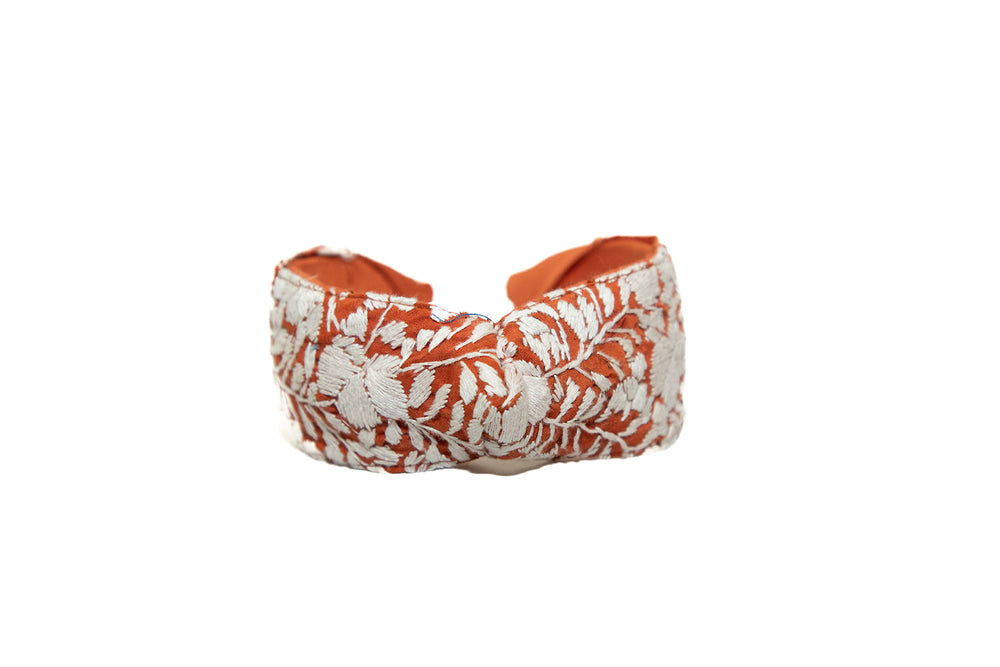 Frida Headband |  White with Burnt Orange