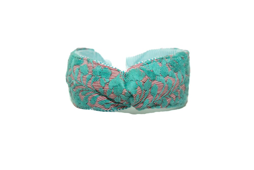 Frida Headband |  Turquoise with Red stripes
