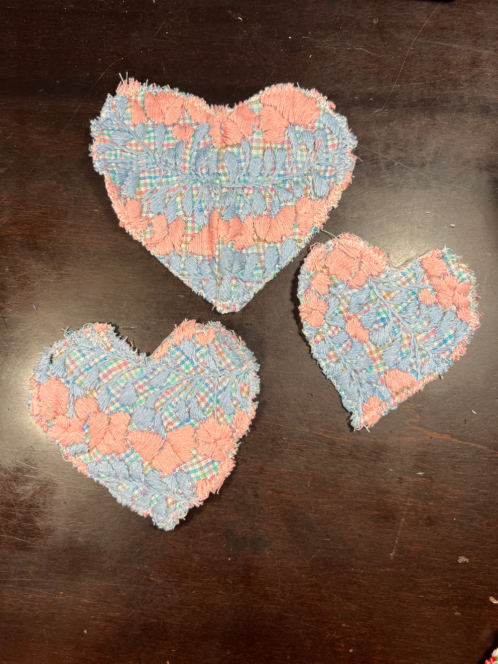 Heart Patches | Blue and Pink Gingham