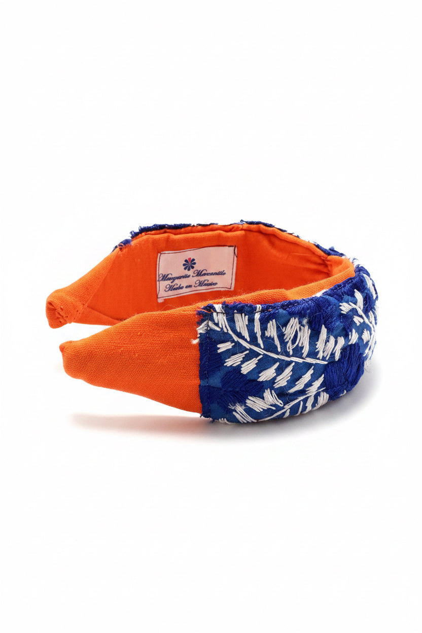 
                  
                    Frida Headband |  Orange with Blue Embroidery
                  
                
