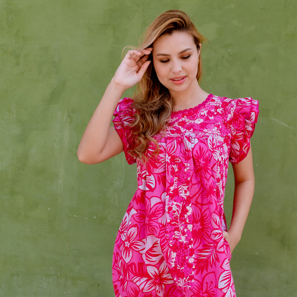 mariana linen dress Blue Solis Print Bow Mini Mariana Dress M