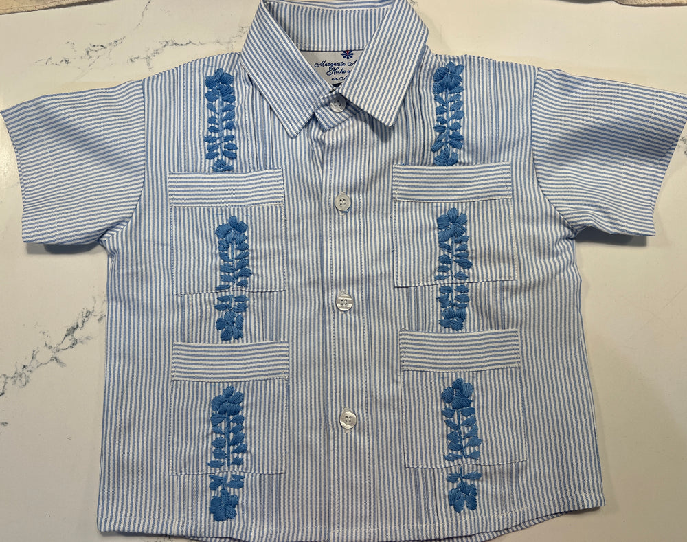 Boy’s Guayabera | Blue Stripe