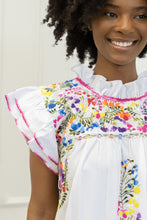 Load image into Gallery viewer, Mariana | Maxi White Multicolor with Ruffle collar Dress
