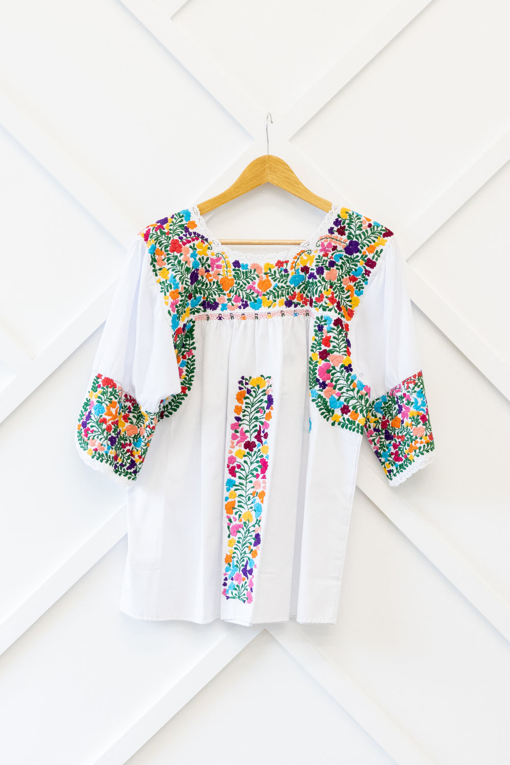 Carmen Top  | White with Multi