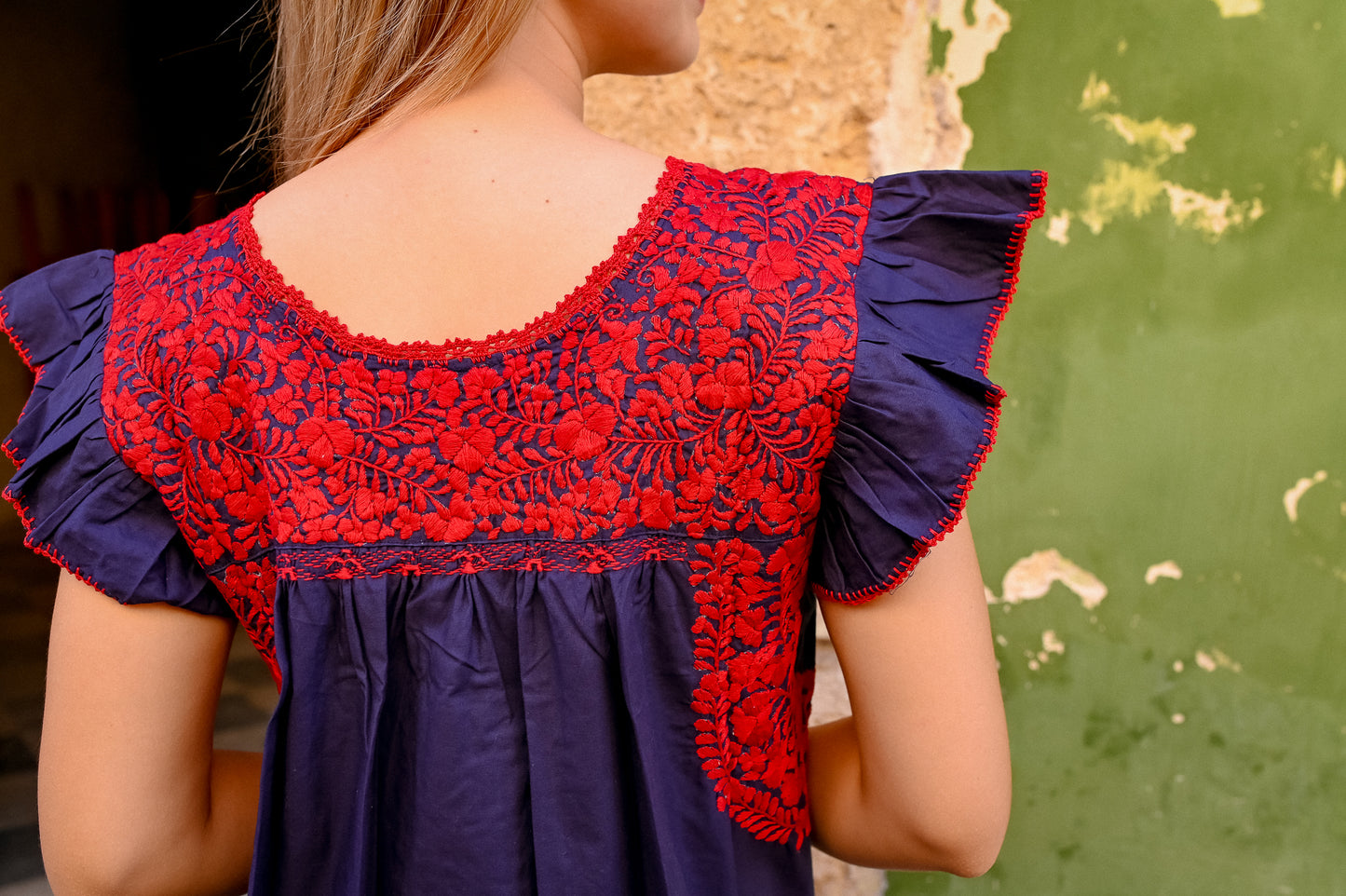 
                  
                    Sara Dress | Blue with Red
                  
                