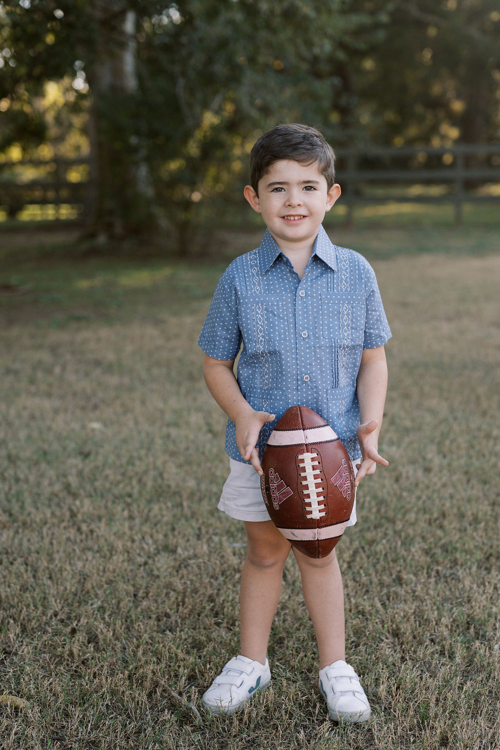 Boy’s Guayabera | Blue and Gray Stars