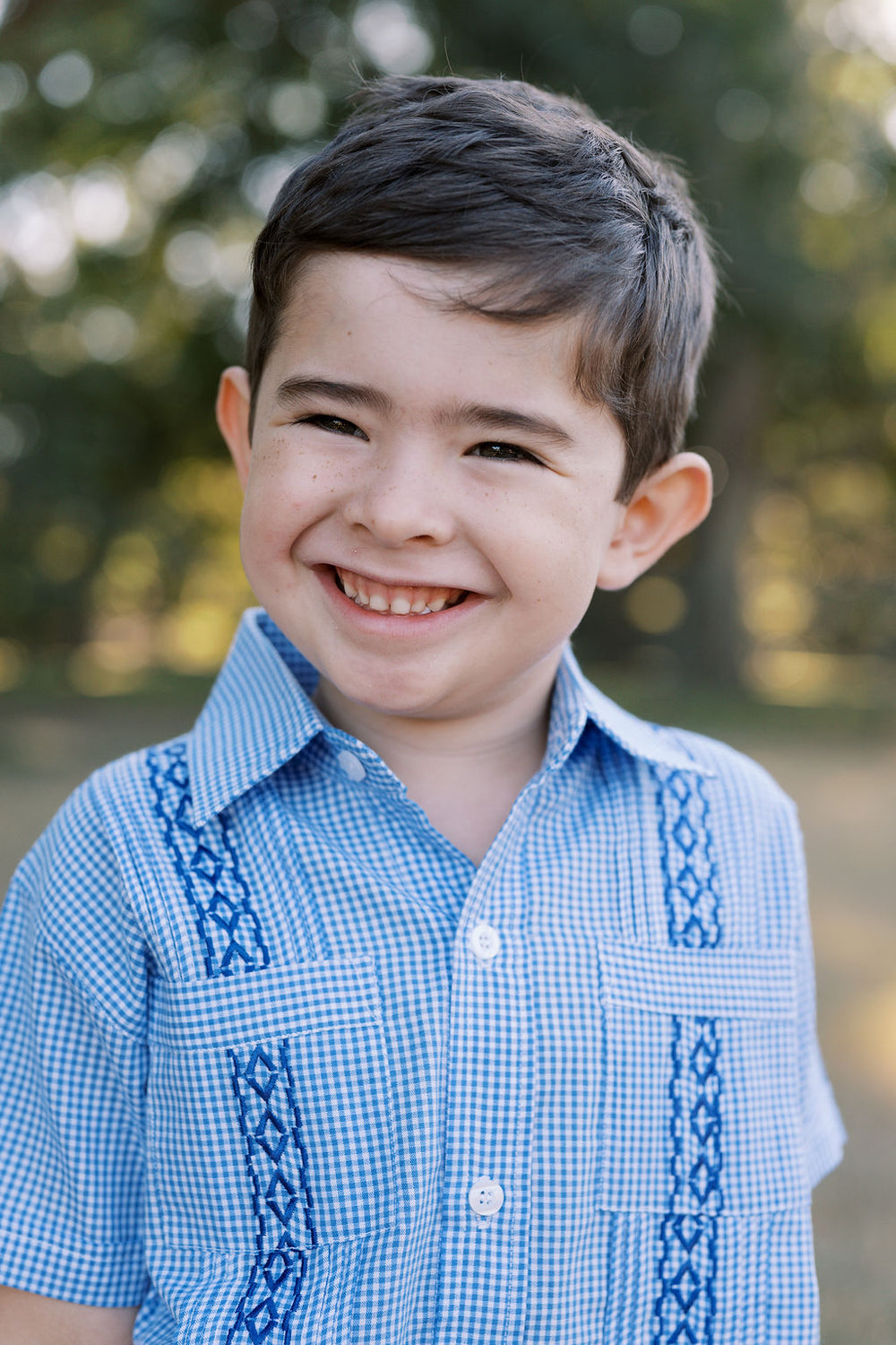 Boy’s Guayabera | Blue Gingham