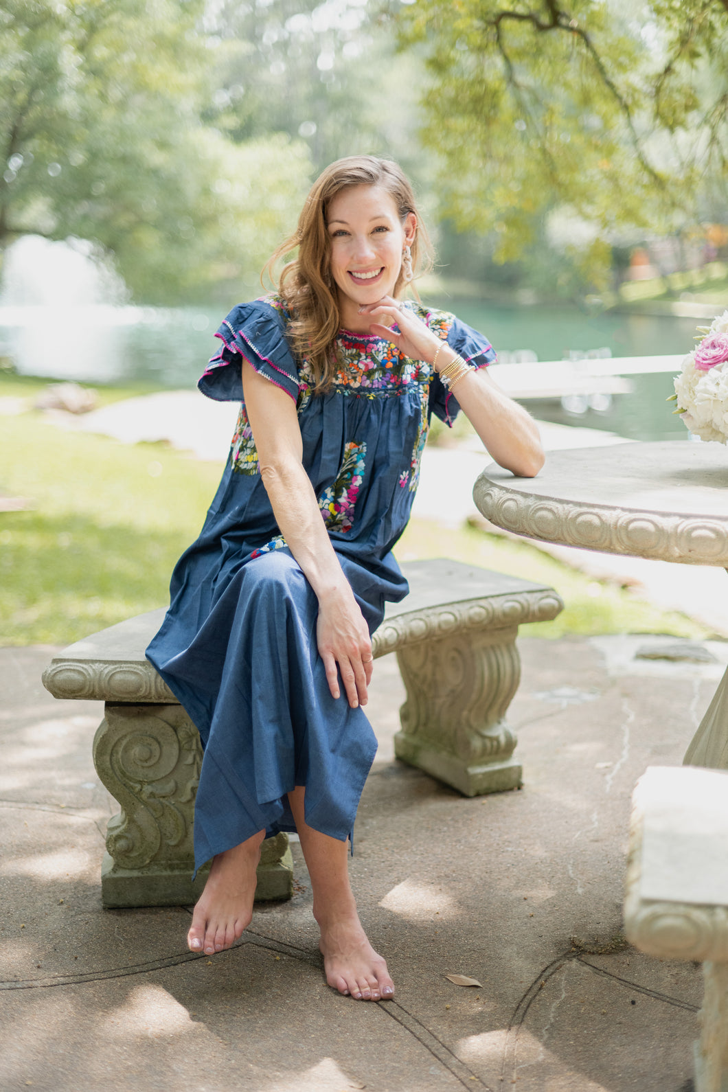 Mariana | Blue Maxi Dress with multicolor embroidery