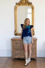 Load image into Gallery viewer, Sara Top | Cross Stitch blue with ombre blue
