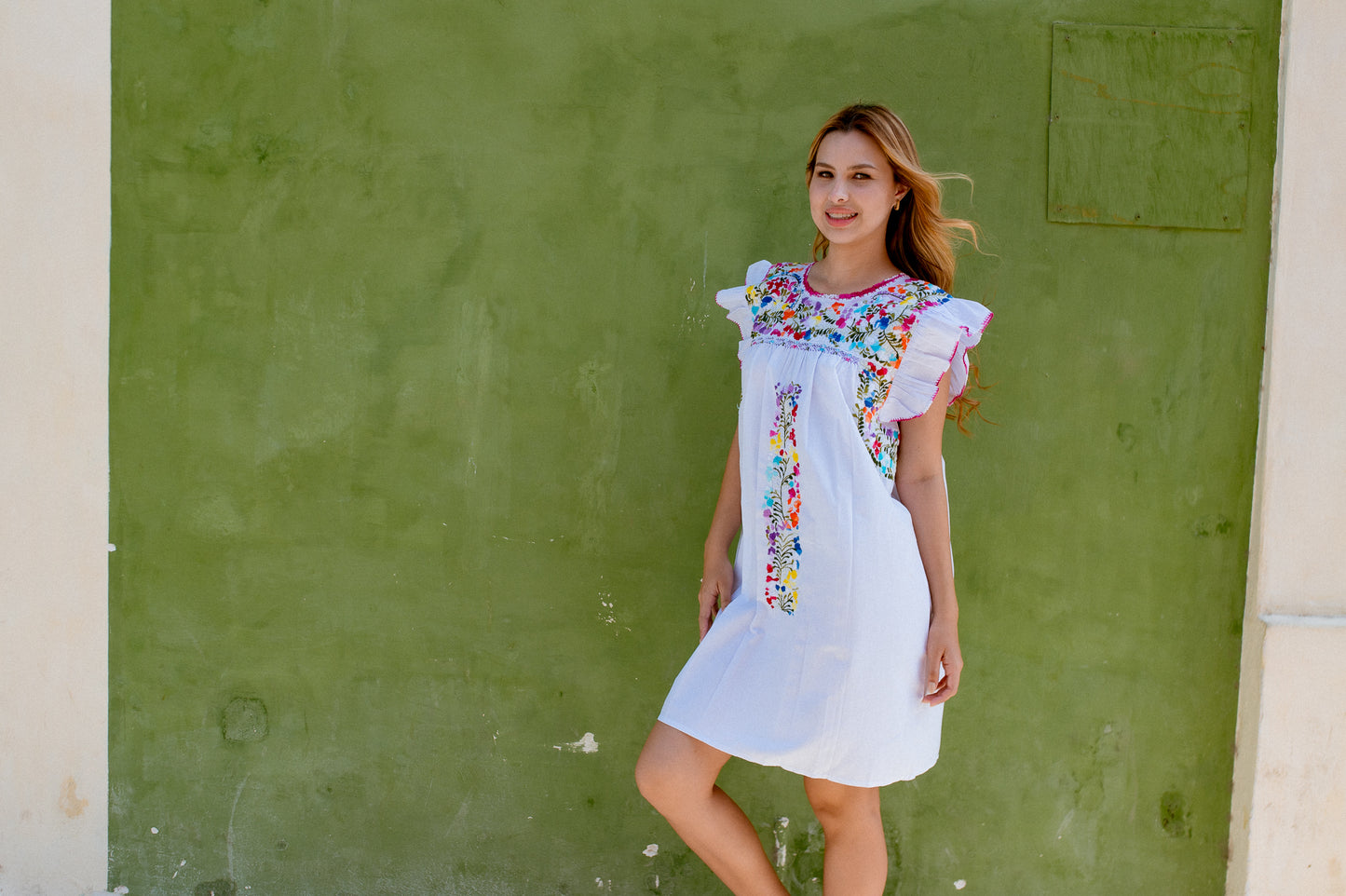 
                  
                    Madre Sara Dress | White with Multicolor
                  
                