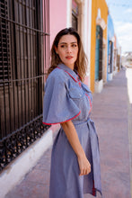 Load image into Gallery viewer, Betty Dress | Black Gingham with  Red Punto de Cruz
